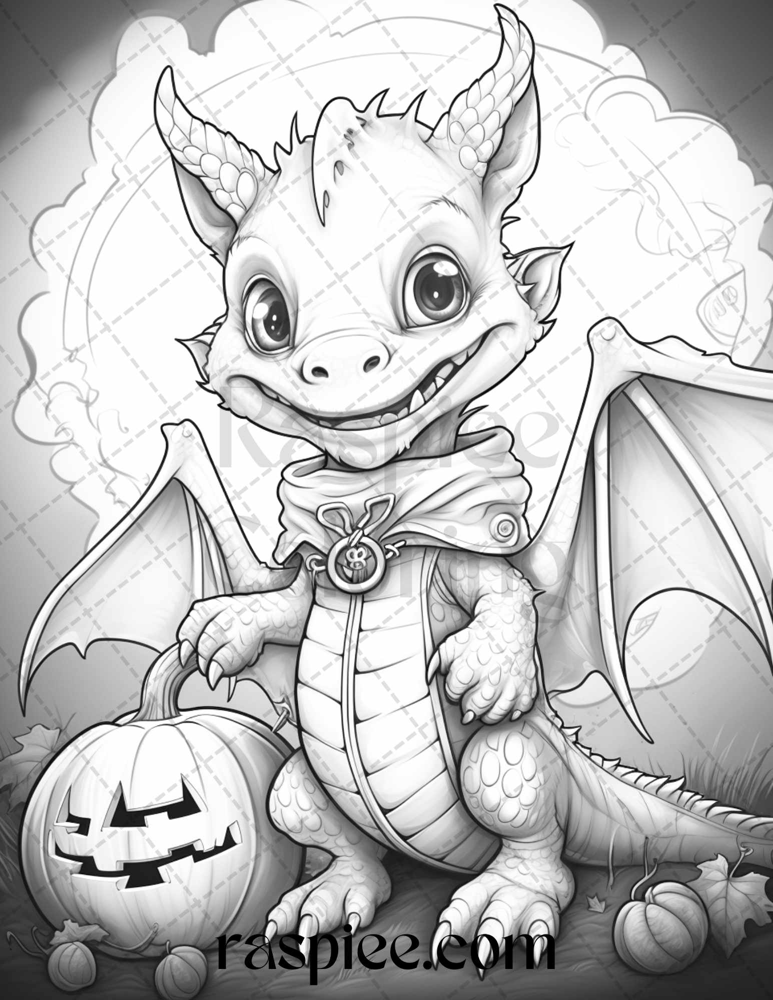 Cute pumpkin dragons graycale coloring pages for adults and kids p â coloring