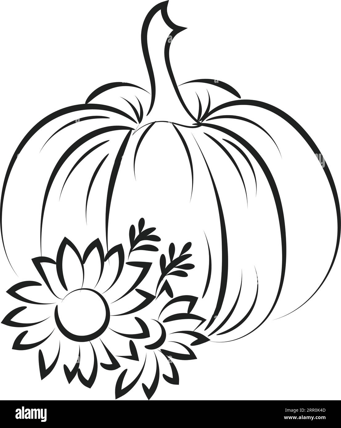 Printable pumpkin coloring pages for kids or use as poster card flyer or t shirt stock vector image art