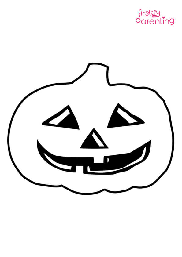 Pumpkin halloween face black and white coloring page for kids