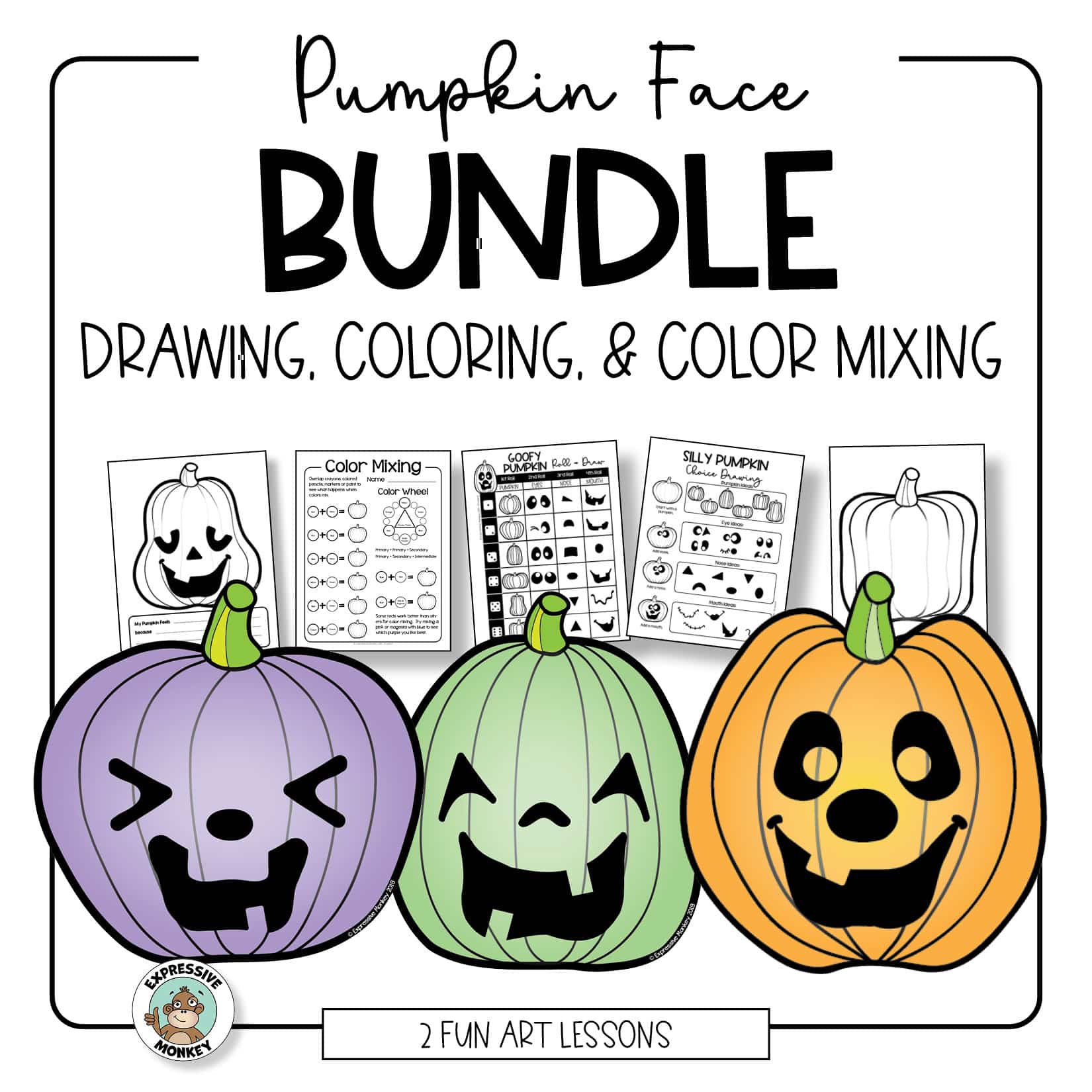 Pumpkin face ideas for drawing and coloring