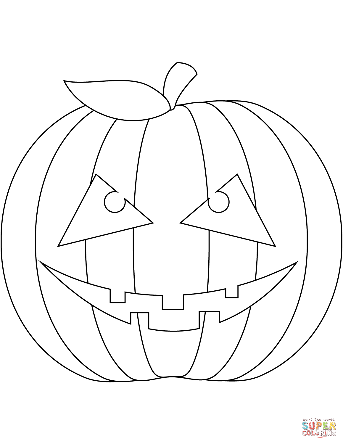 Scary pumpkin face coloring page free printable coloring pages