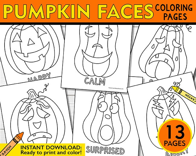 Pumpkin faces coloring pages feelings and emotions coloring pages sel pumpkin coloring pages mood coloring pages identifying emotions