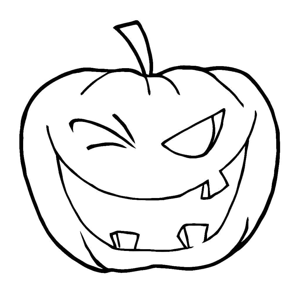 Funny halloween pumpkin coloring page