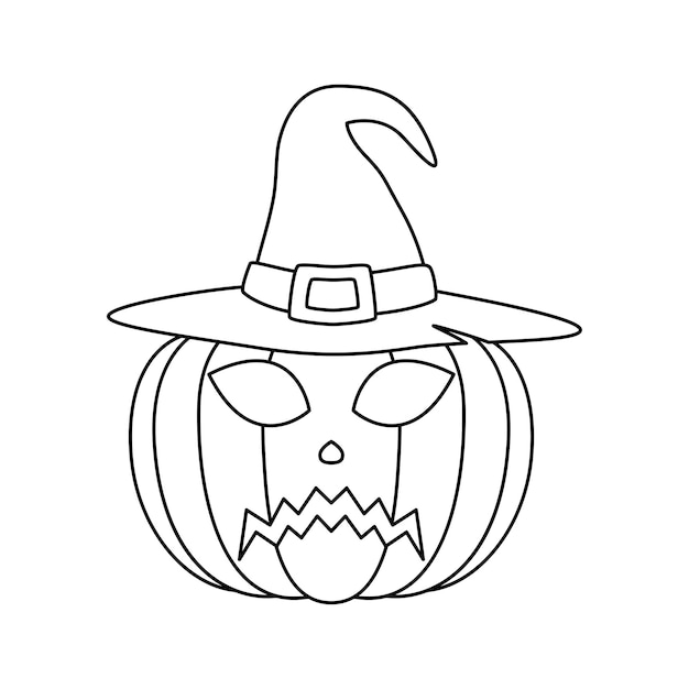 Premium vector coloring page with halloween pumpkin