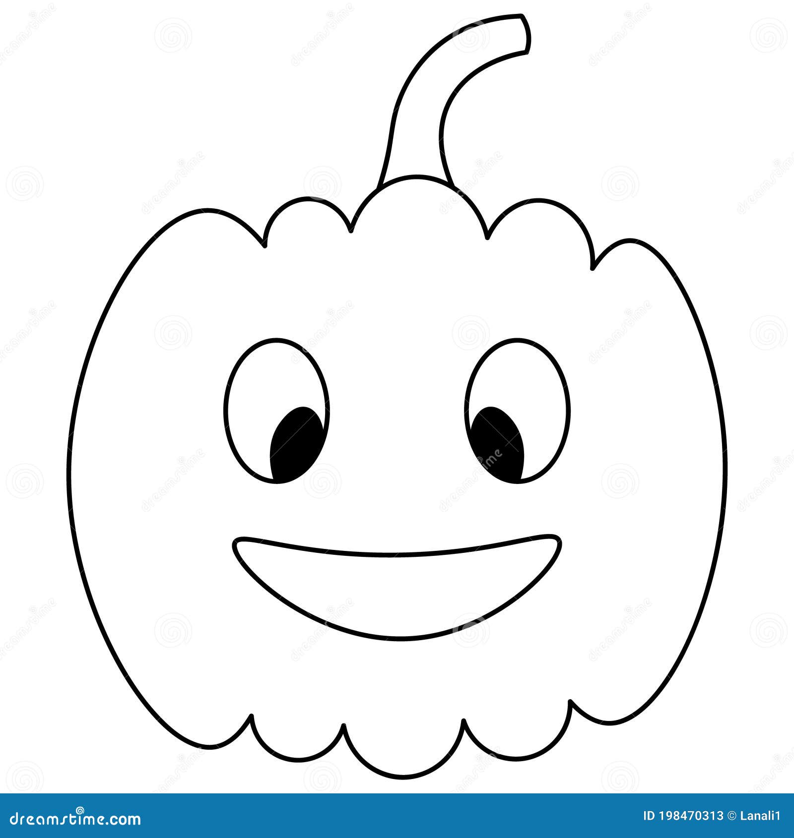 Pumpkin sketch halloween symbol smiling facial expression vector illustration coloring book orange vegetable stock vector