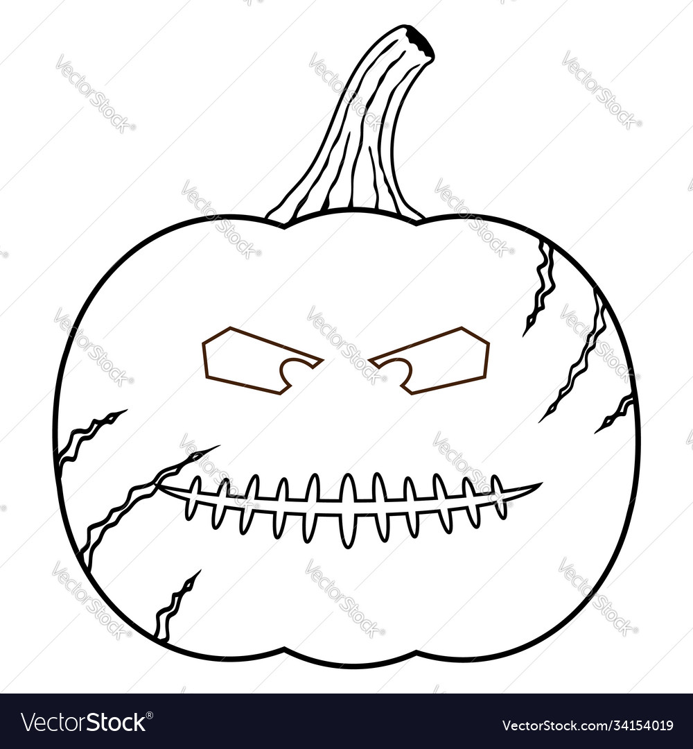 Angry halloween pumpkin coloring book page vector image