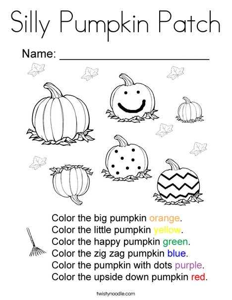 Silly pumpkin patch coloring page