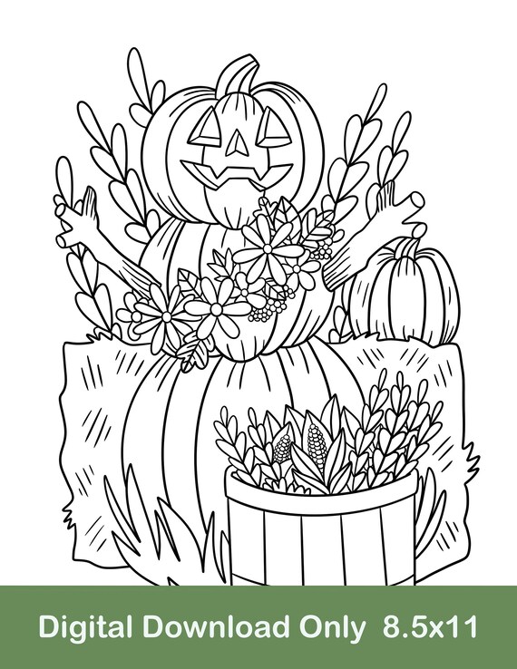 Pumpkin man coloring page autumn coloring page fall coloring page pumpkin coloring page digital download instant download