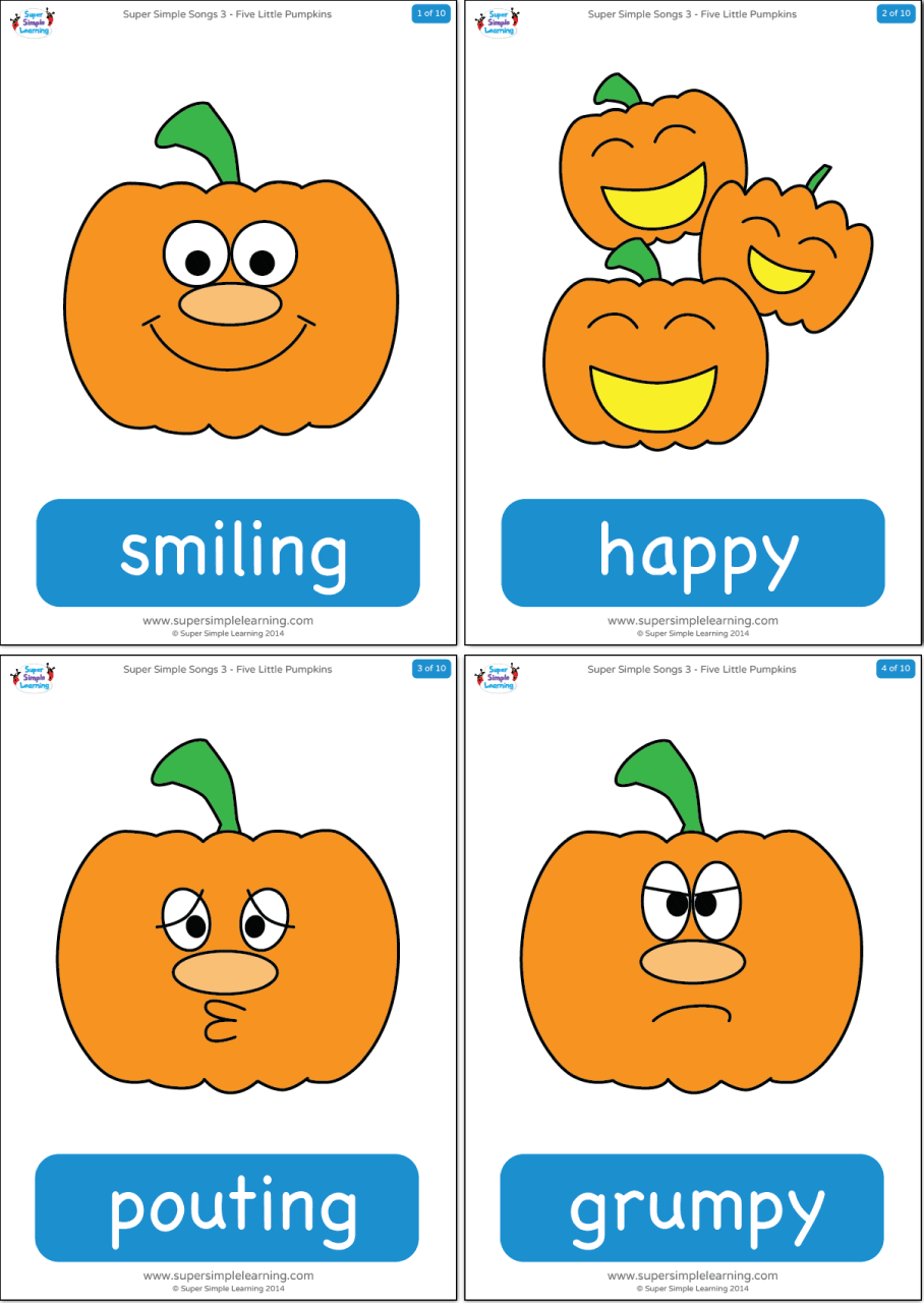 Five little pumpkins flashcards