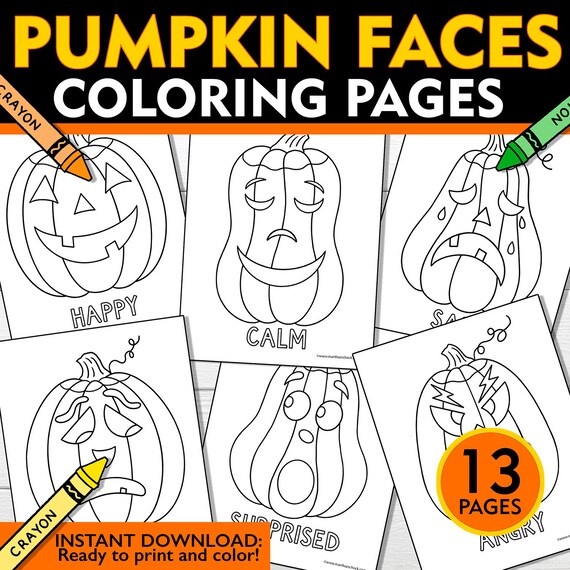 Pumpkin faces coloring pages feelings and emotions coloring pages sel pumpkin coloring pages mood coloring pages identifying emotions