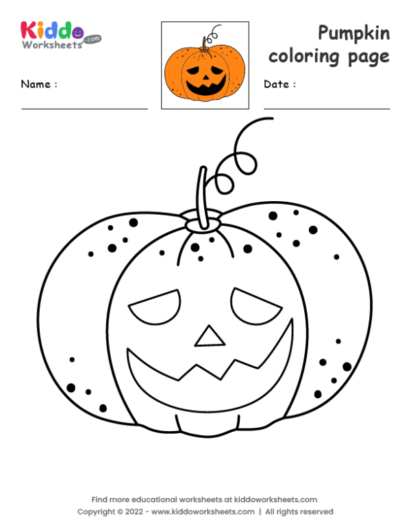 Free printable pumpkin coloring page worksheet