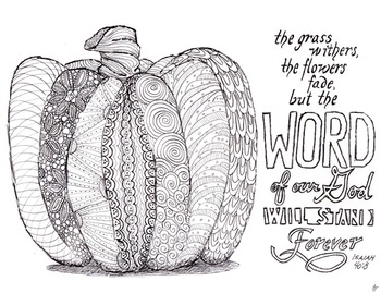 Fall pumpkin and scripture adult coloring page tpt