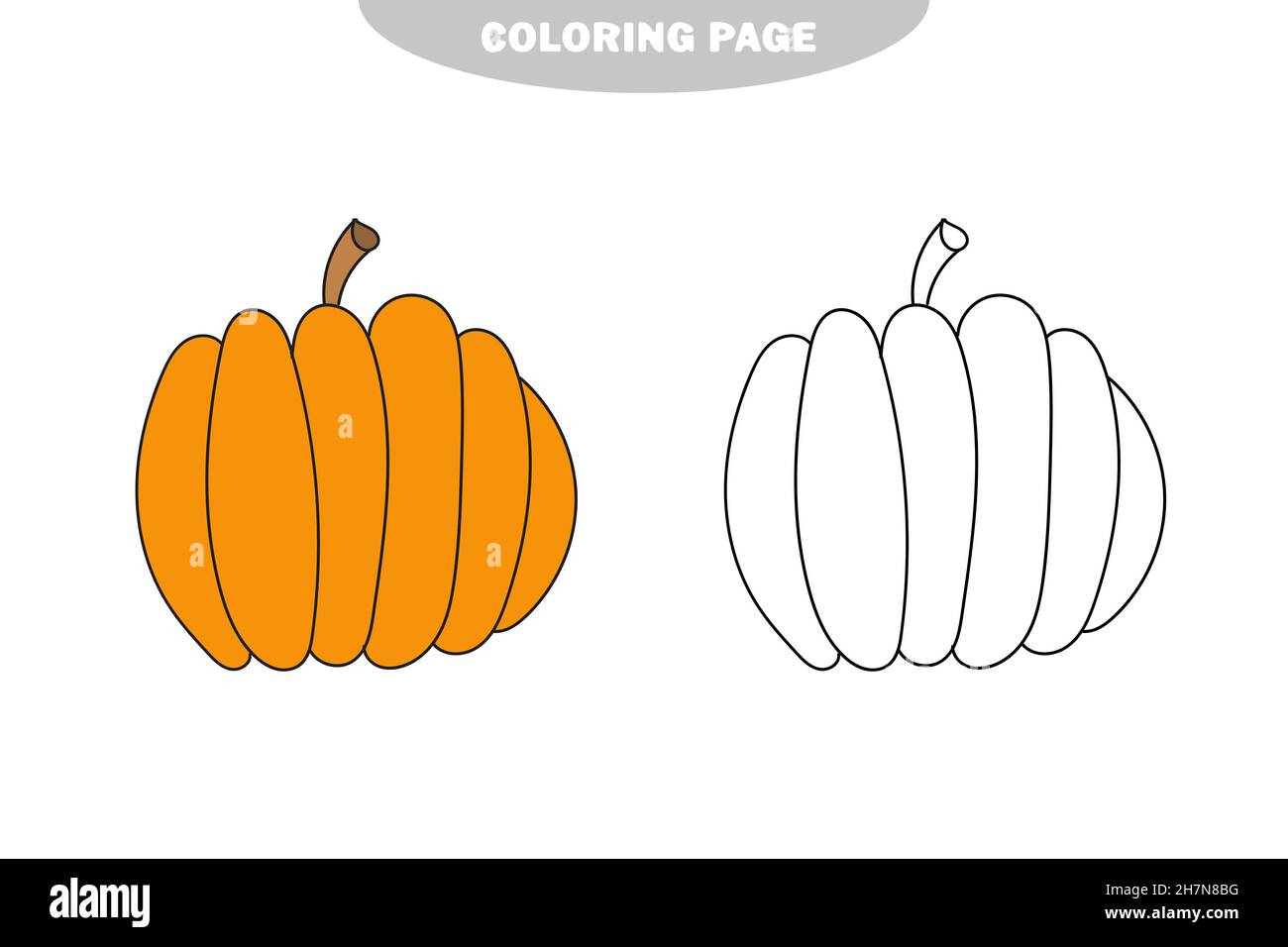 Simple coloring page pumpkin vegetable to be colored the coloring book for preschool kids with easy gaming level color and black and white version stock vector image art