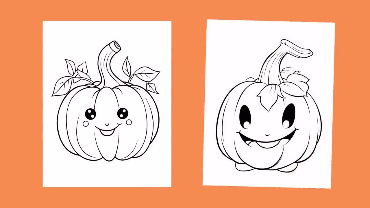 Halloween pumpkins easy coloring pages for kids printable pages instant download