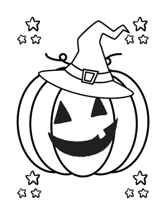 Halloween coloring page cute pumpkin