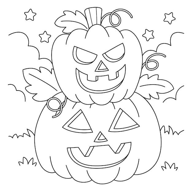 Premium vector halloween tiers pumpkin coloring page for kids