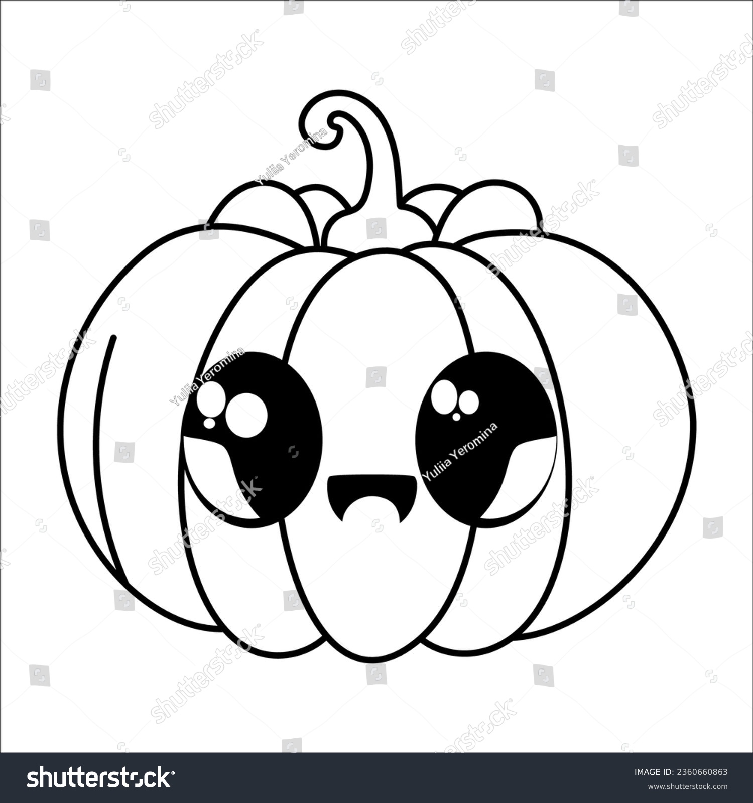 Pumpkin kawaii cute halloween coloring book stock vector royalty free