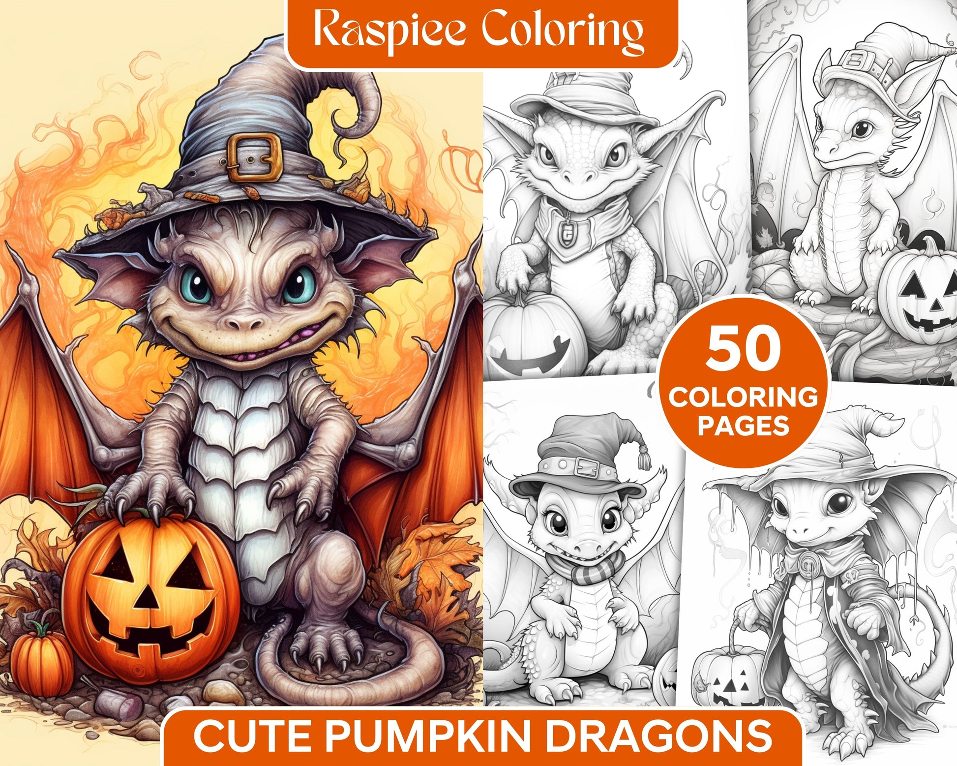 Cute pumpkin dragons graycale coloring pages for adults and kids p â coloring