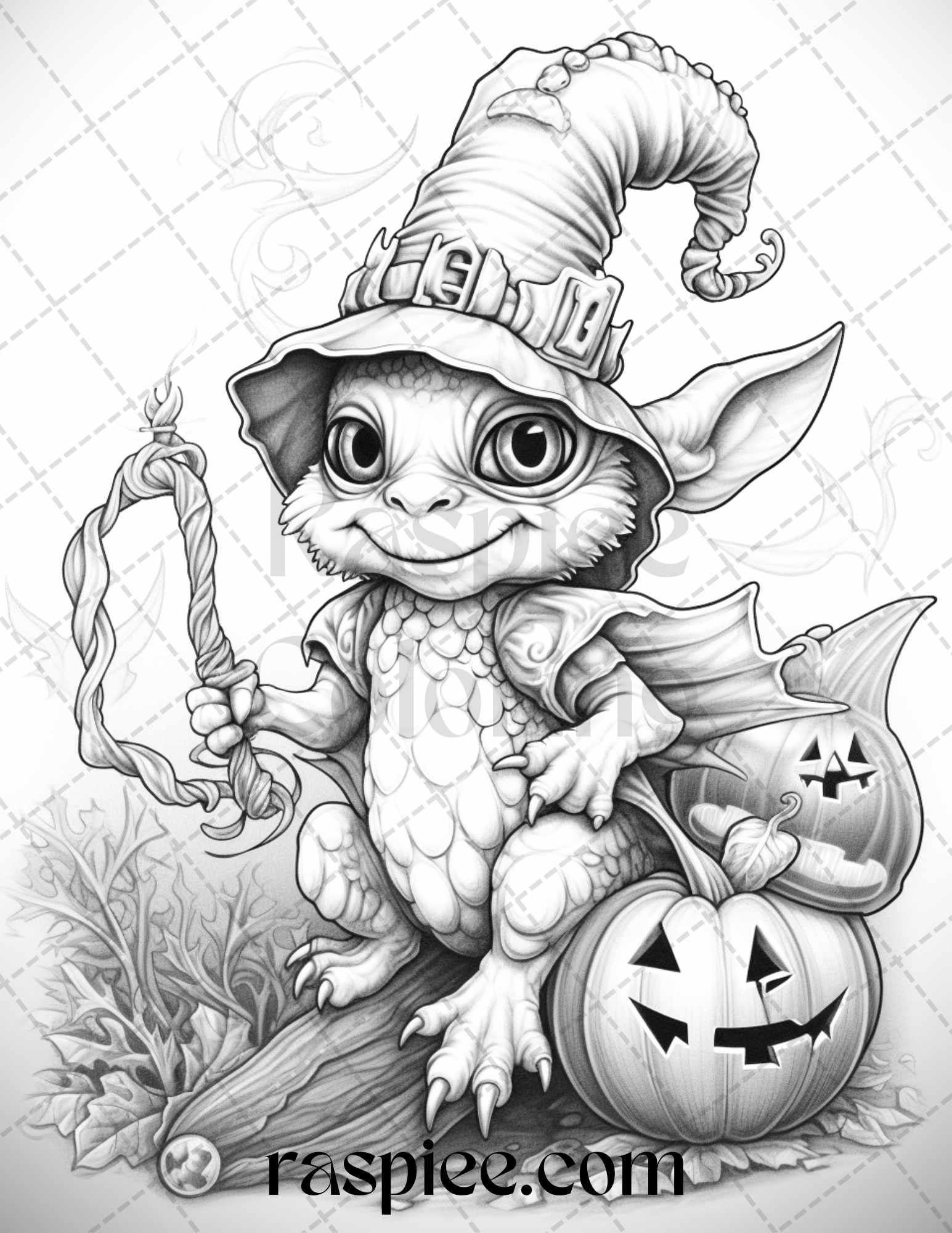 Cute pumpkin dragons graycale coloring pages for adults and kids p â coloring