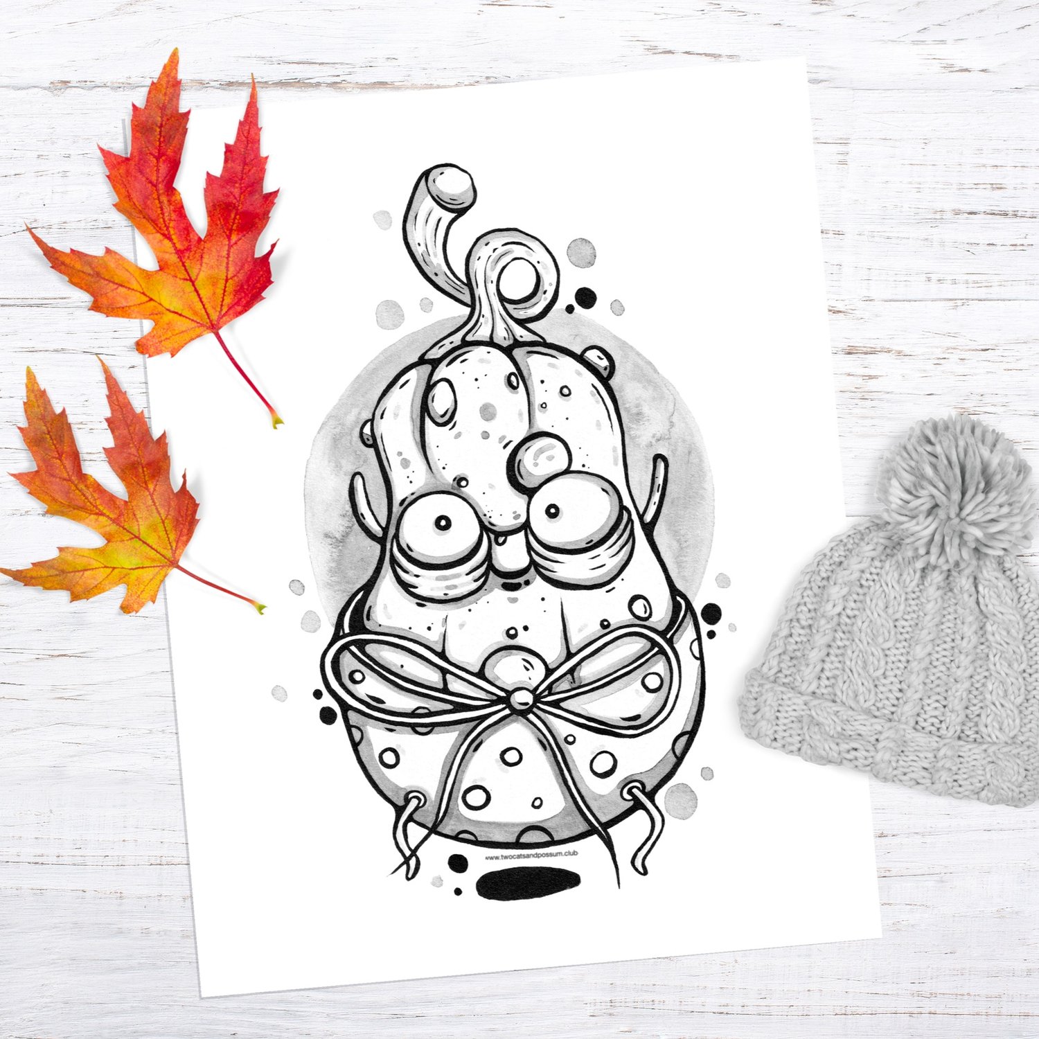 Printable cute pumpkin in underwear halloween coloring page