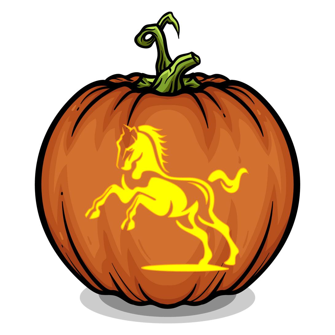 Galloping horse pumpkin carving stencil