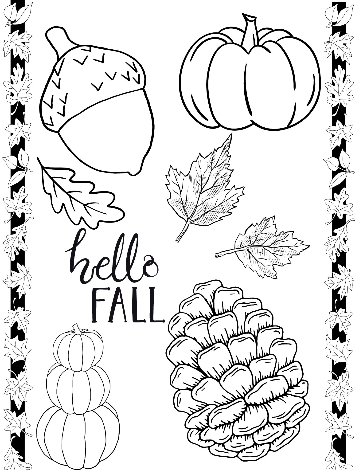 Printable cute fall coloring pages