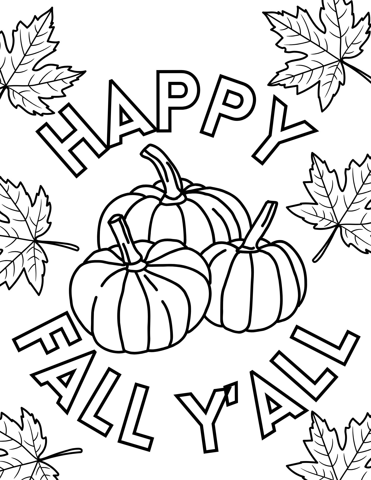 Printable cute fall coloring pages