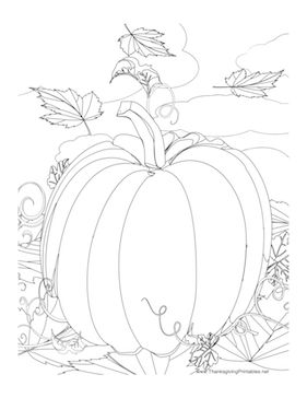 Festive fall pumpkin coloring page