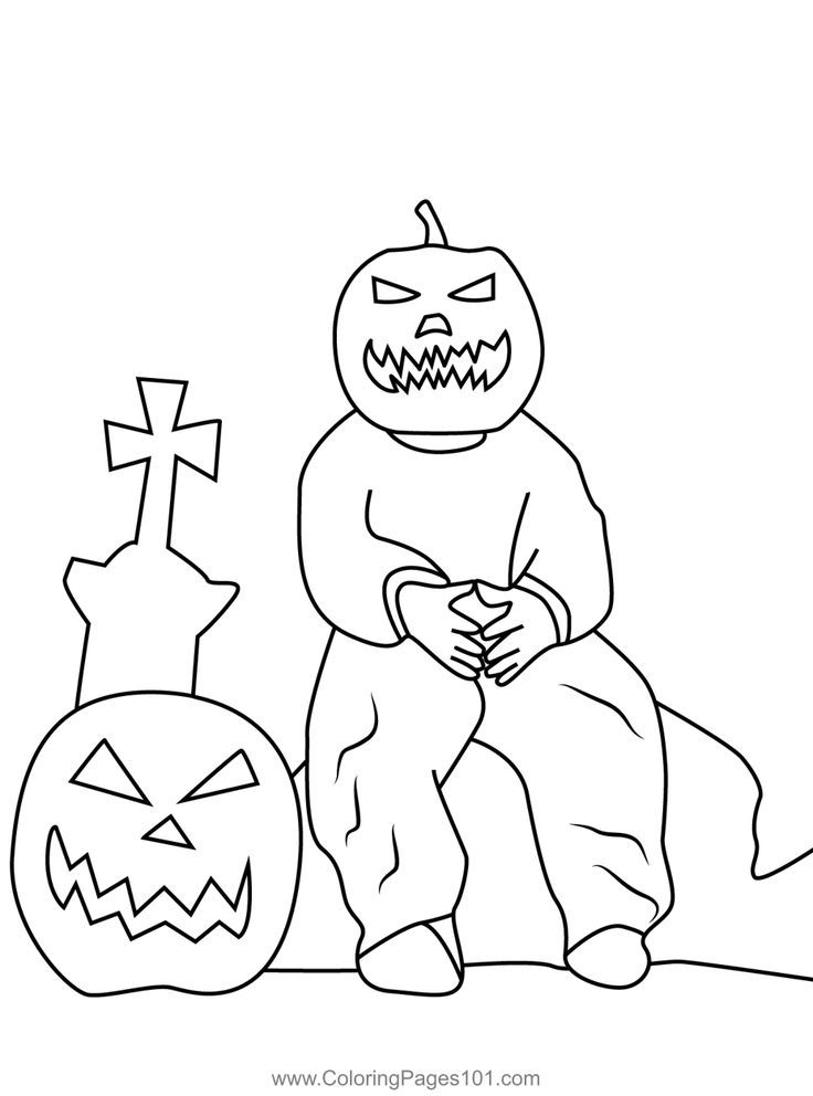 Pumpkin man in graveyard coloring page halloween coloring halloween coloring pages coloring pages