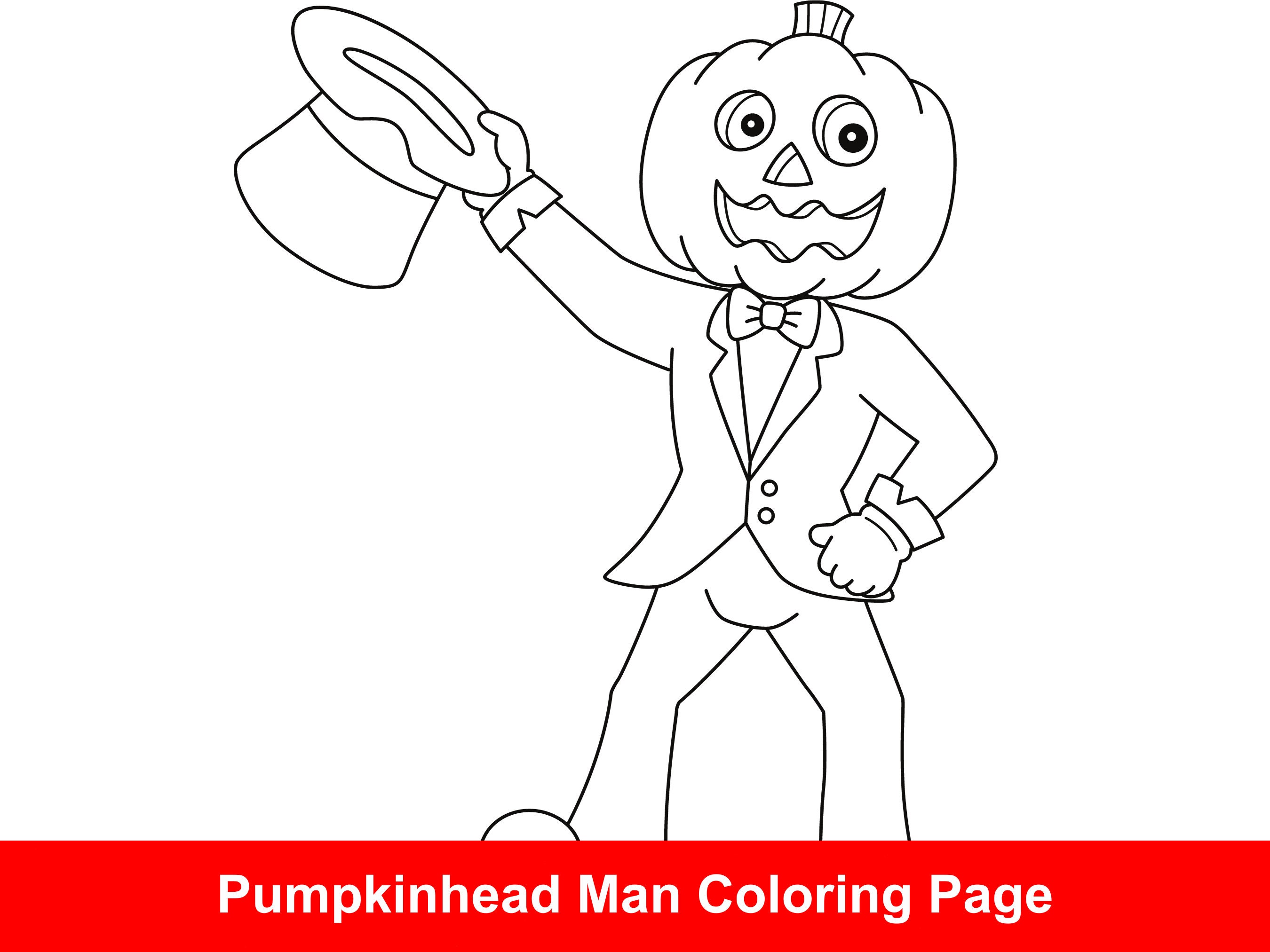 Pumpkin head man coloring page printable instant digital