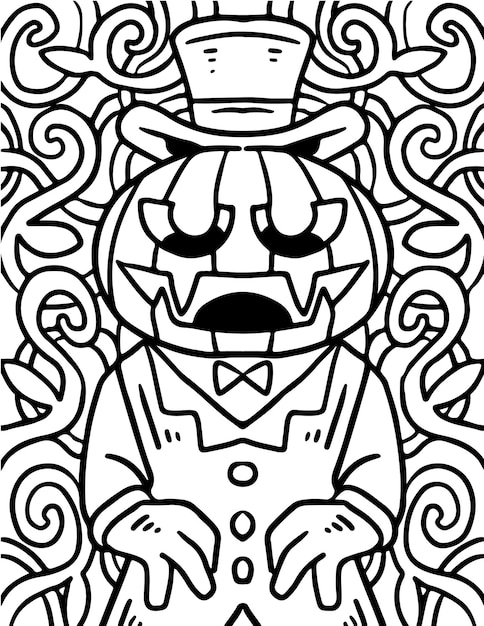 Premium vector halloween pumpkin man coloring page