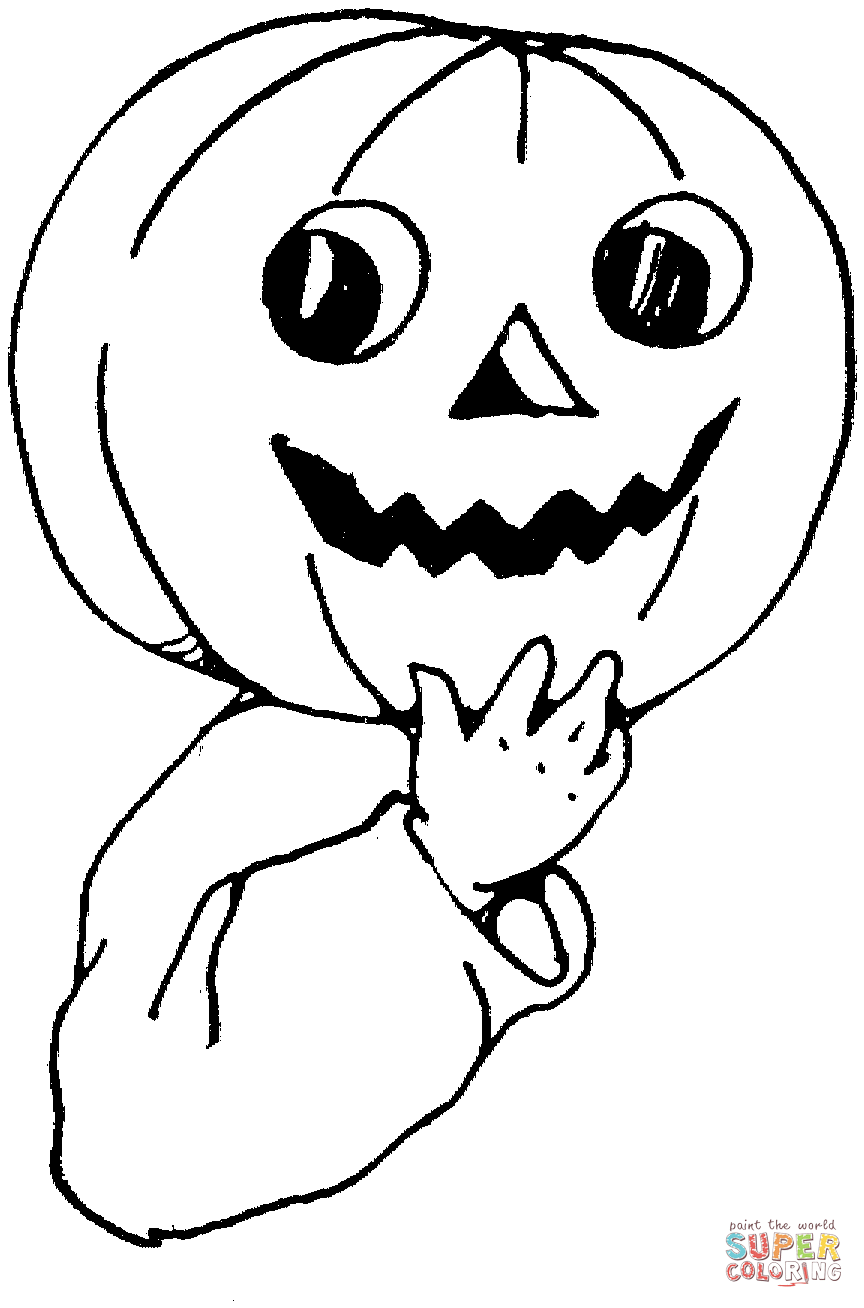 Halloween pumpkin on boys head coloring page free printable coloring pages