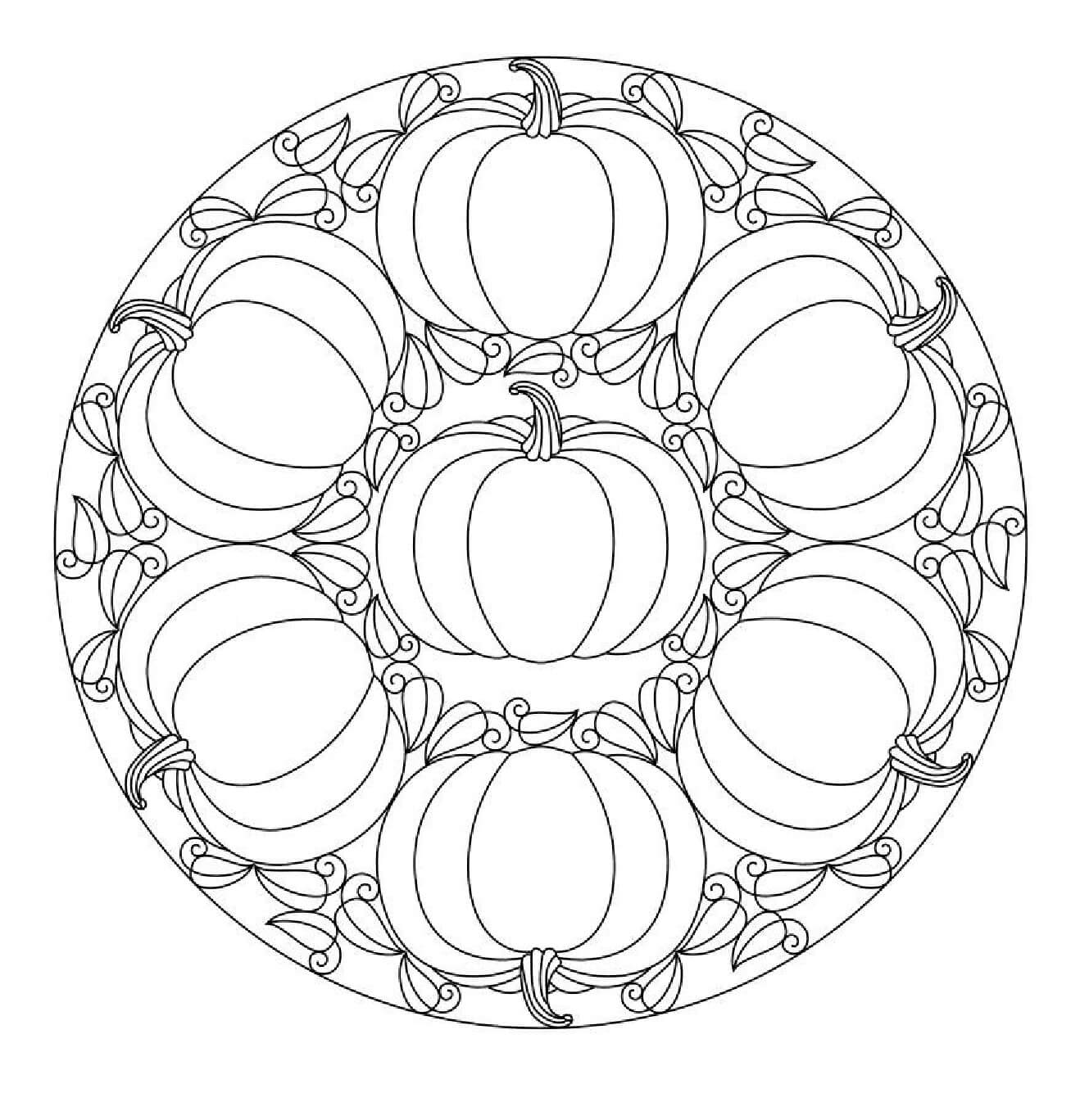 Printable halloween mandala coloring page