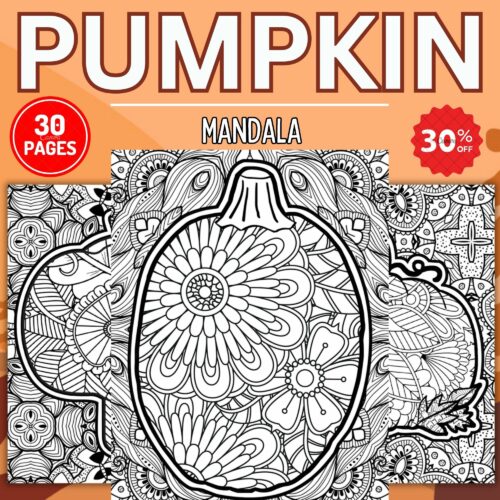 Printable autumn pumpkin mandala coloring pages sheets