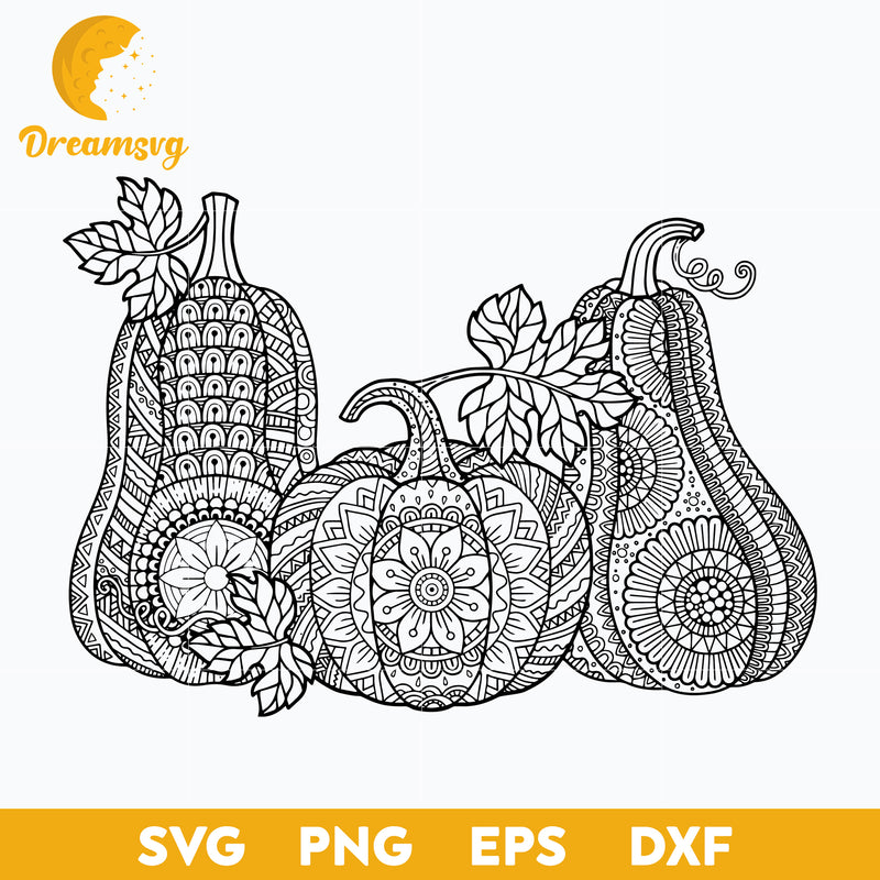 Halloween pumpkin mandala style svg halloween svg png dxf eps digi