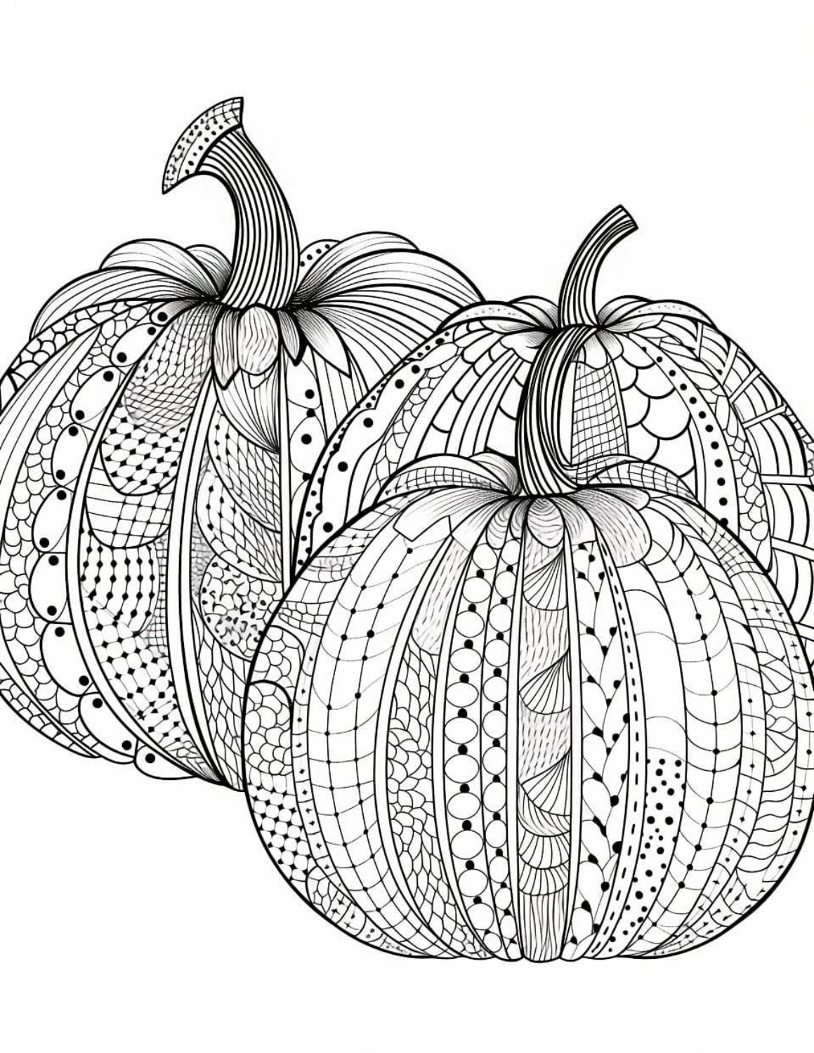 Pumpkin coloring pages for kids and adults