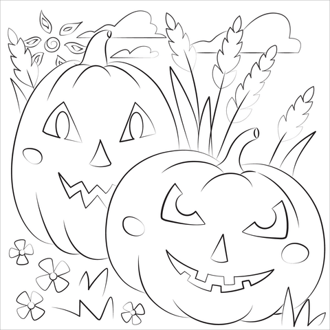 Pumpkin patch coloring page free printable coloring pages