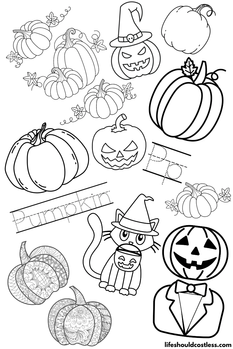 Pumpkin coloring pages free printable pdf templates