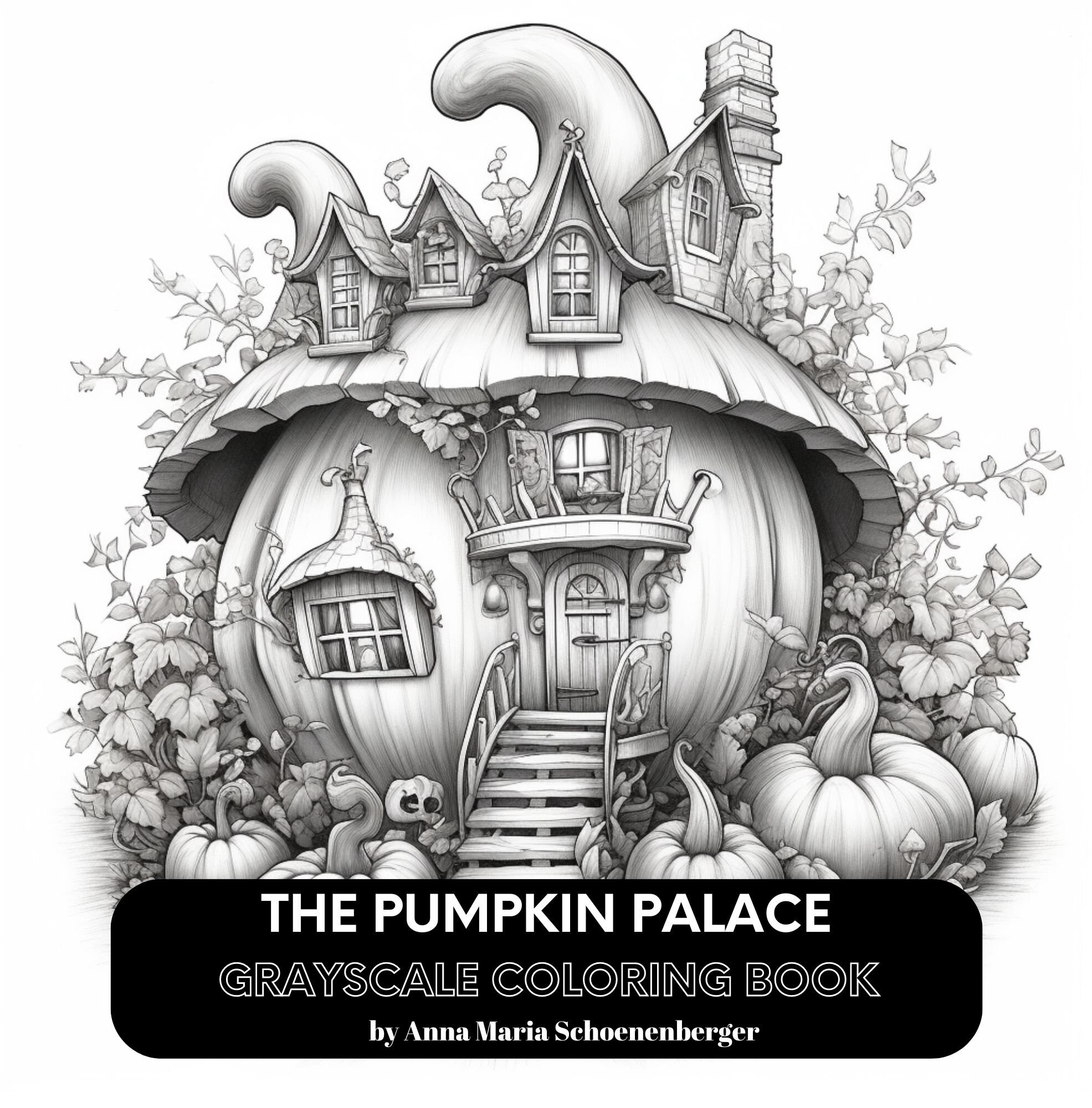 The pumpkin palace grayscale coloring pages