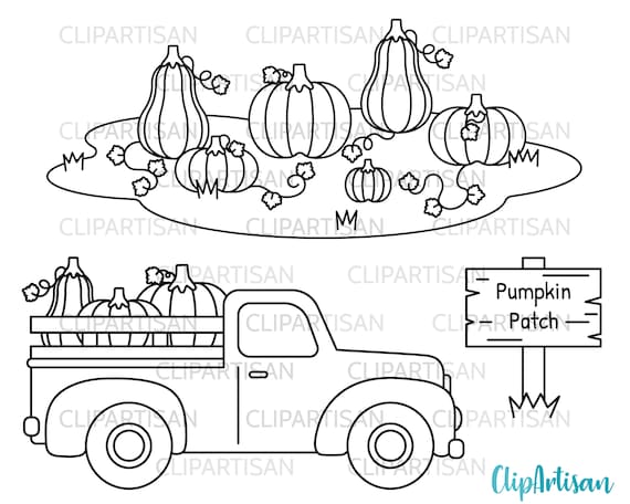 Fall pumpkin truck clipart pumpkin patch pumpkin harvest vintage truck digital stamp svg png instant download