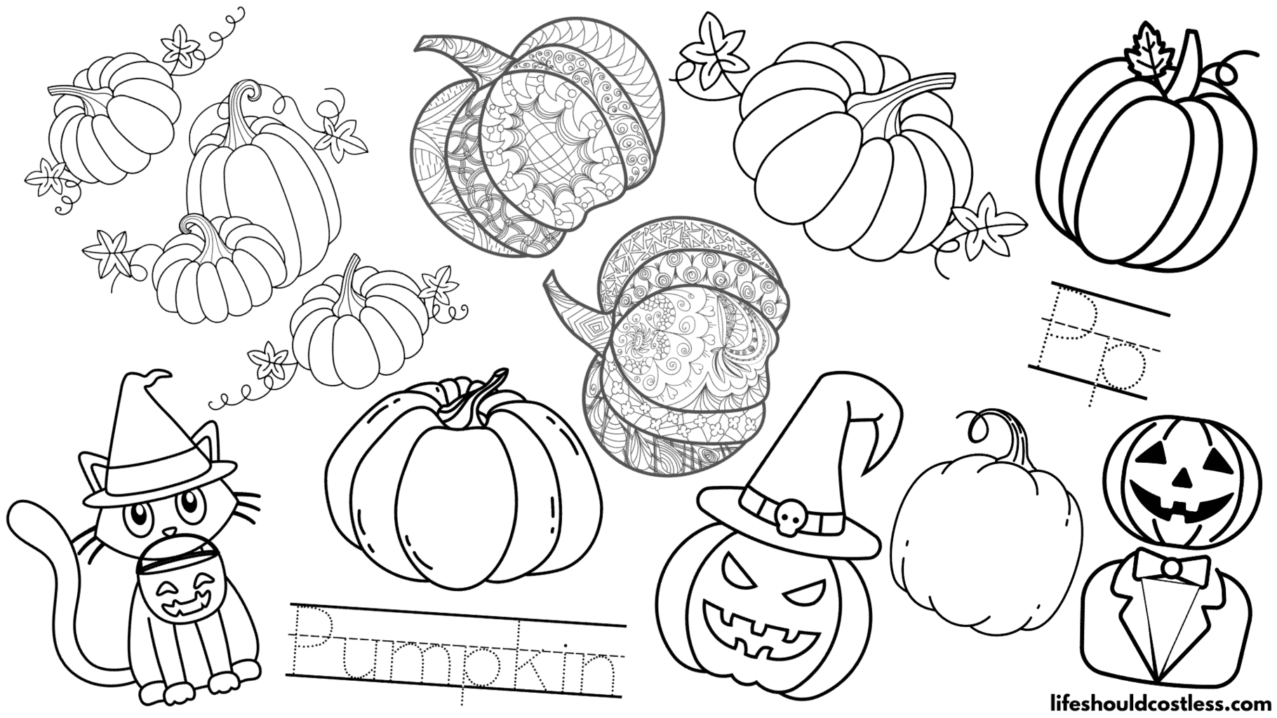 Pumpkin coloring pages free printable pdf templates