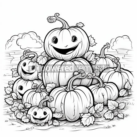 Smiling pumpkin patch illustration ai image