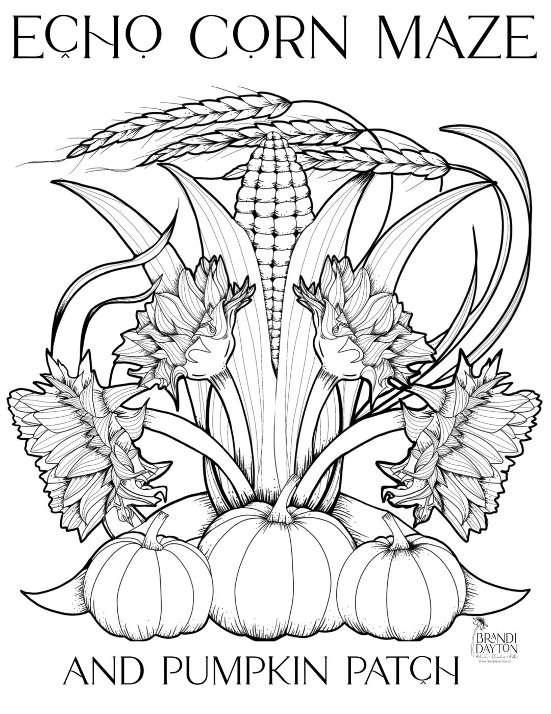 Coloring page echo corn maze pumpkin patch