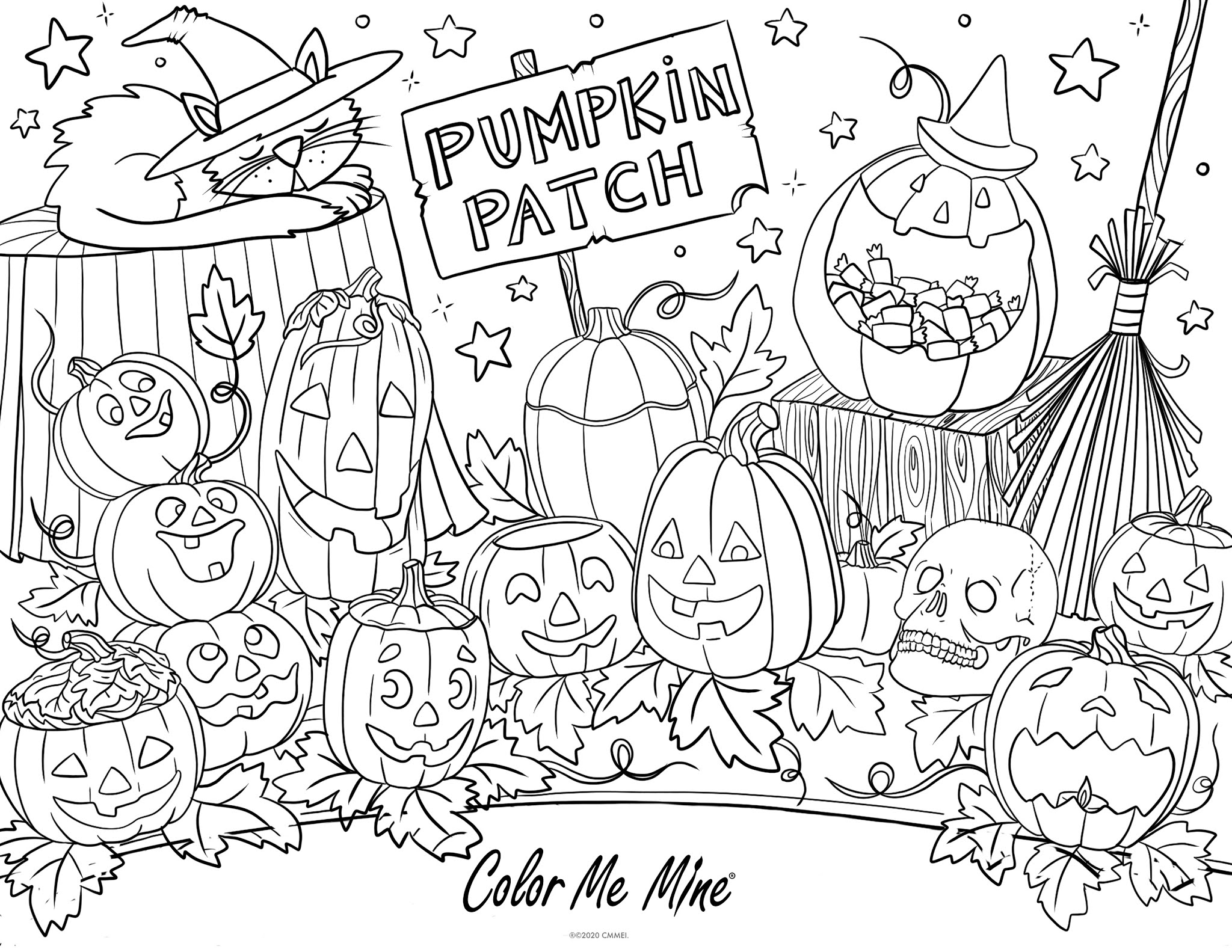 Pumpkin patch coloring sheet