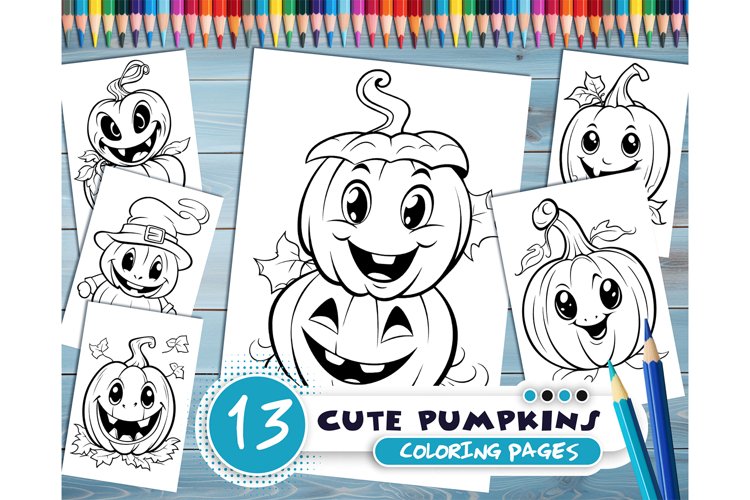 Cute halloween pumpkins pdf coloring book