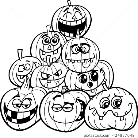 Halloween pumpkins coloring page