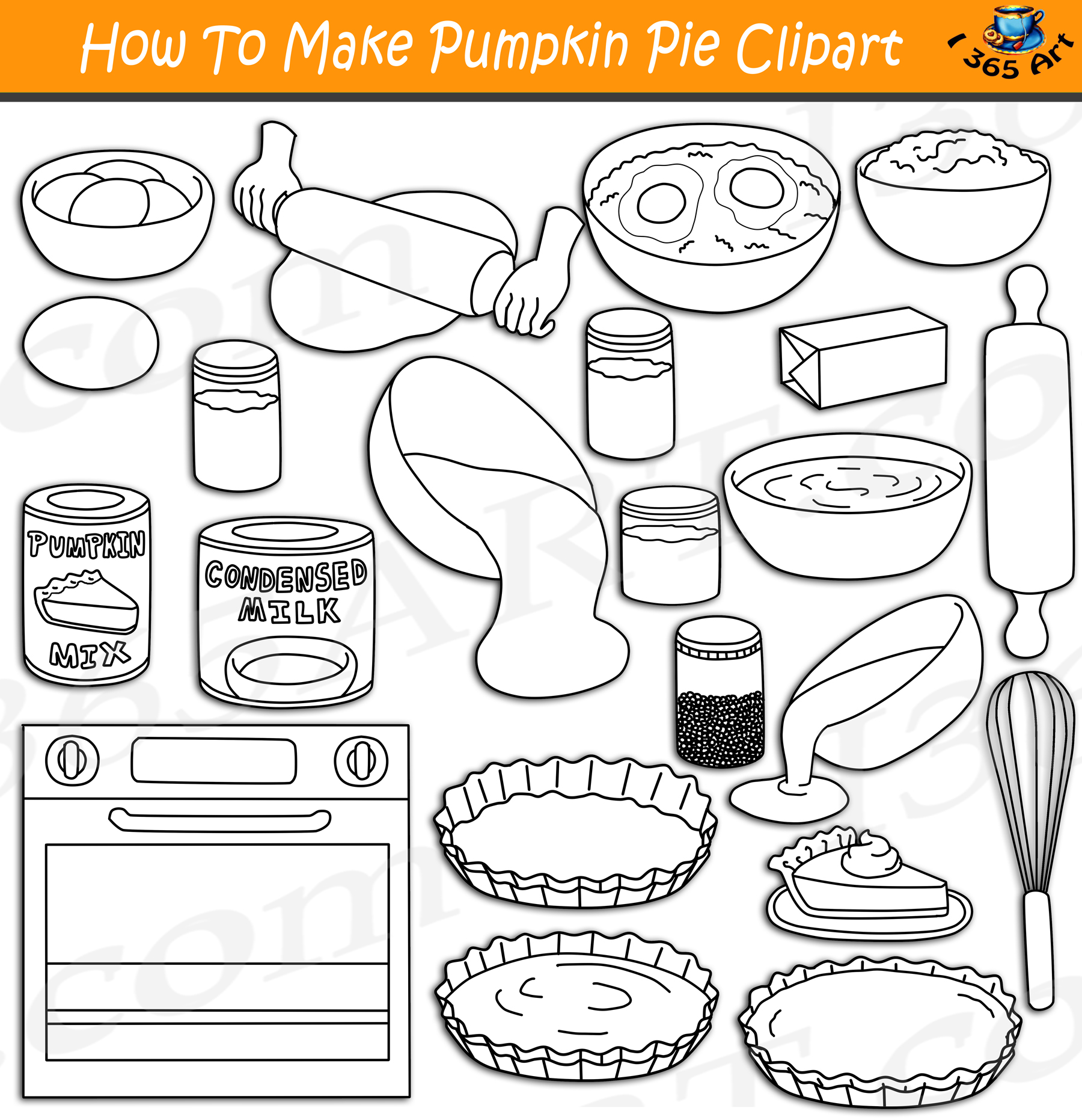 Pumpkin pie clipart black and white