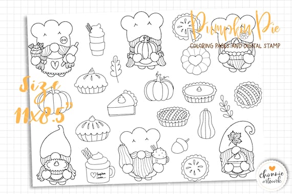 Gnome pumpkin pie coloring pages happy fall gnome digital stamps pumpkin gnome svg pumpkin gnome clipart