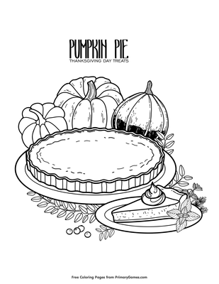 Pumpkin pie coloring page â free printable pdf from