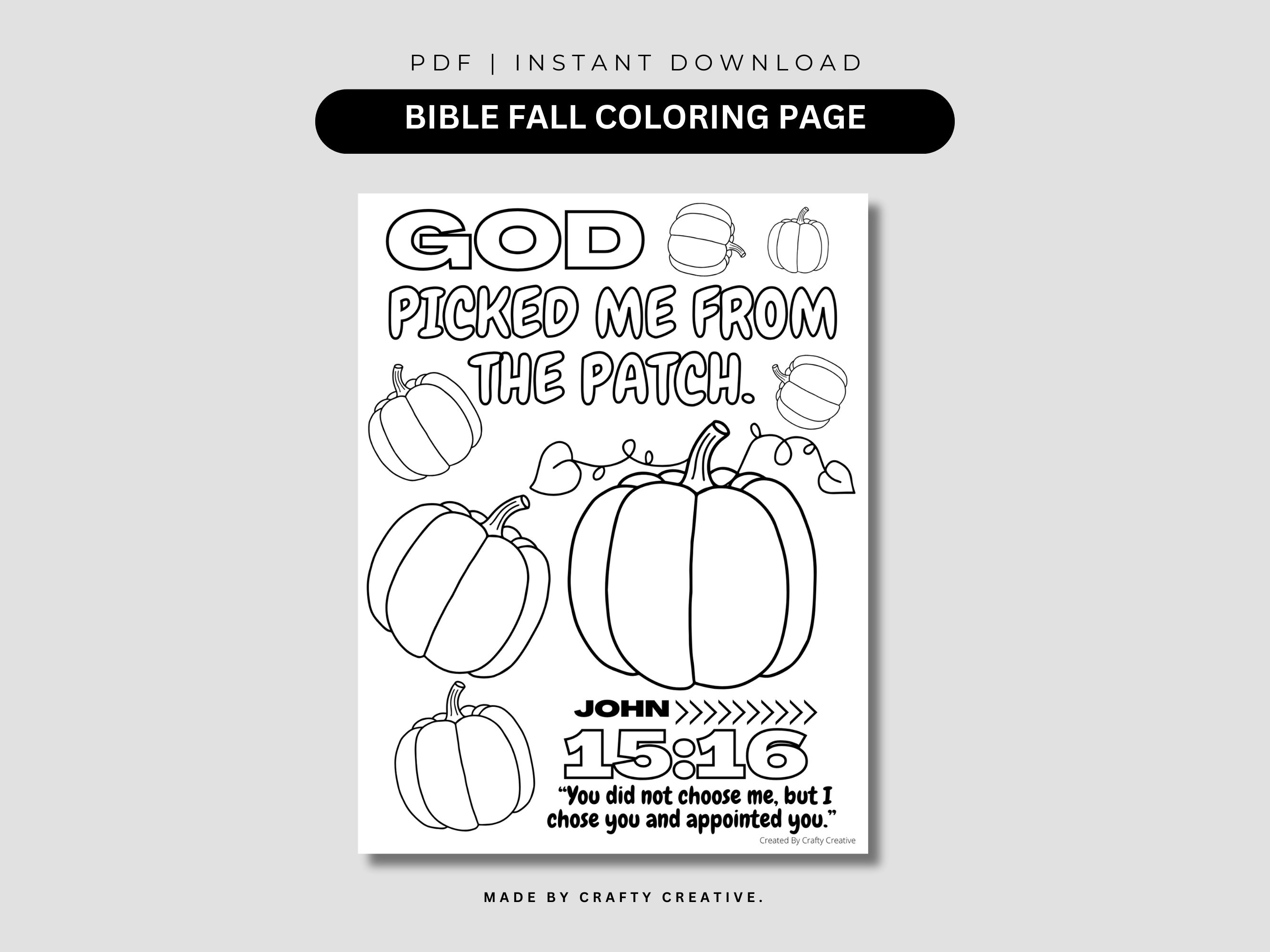 Kids church bible fall pumpkin coloring page printable bible verse kids bible study homeschool activity christian activites for kids